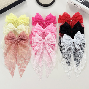 Elegant Lace Bow <b>Spring</b> Hair <b>Clips</b>, Sweet Stylish Ribbon Barrettes for Women Hair Accessories for Back of Head - Product Image 1