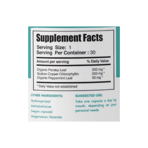 تسليم سريع من شركة تصنيع المعدات الأصلية علامة خاصة كبسولات الكلوروفيل السحرية للجسم أوراق البقدونس العضوية رائحة الجسم الطازجة ملحق صحي طبيعي - Product Image 2