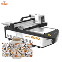 Imprimante UV à plat Qinyu Inkjet 6090 pour bouteilles, acrylique, hybride, simple passage, LED, pour coques de téléphone, cylindres, 9060