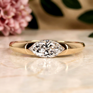 Elegant Marquise Cut Moissanite <b>Solitaire</b> Promise <b>Ring</b> 18K Gold Plated Sterling <b>Silver</b> Prong Setting Minimalist Wedding - Product Image 1