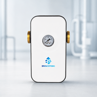 Descalcificador de Agua Compacto en Línea con Manómetro para Uso Doméstico, Conector de Cobre para Toda la Casa y Agua Municipal, Garantía de 3 Años