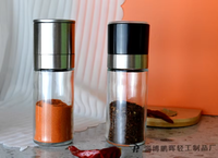 Moulin à épices en verre manuel réglable, broyeur fin et grossier en acier inoxydable, distributeur d'assaisonnements en verre transparent pour la cuisine