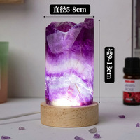 Lampe en cristal de fluorite arc-en-ciel naturelle Letsun, pierre brute cylindrique polie, veilleuse LED, décoration de chambre à coucher, mariage/anniversaire