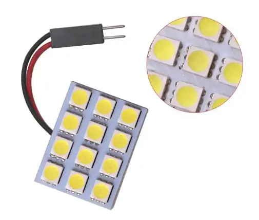 12SMD 5050 Chip Car Led Panel Interior Dome Light DC 12V Auto Roof lamp T10+Festoon Adapters Read Bulb