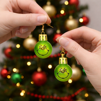 Boucles d'oreilles pendantes Grinch en forme de boule verte, bijoux de Noël tendance pour femme