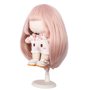 Las más populares pelucas de muñeca de pelo liso y sedoso resistente de 20cm de color <span class=keywords><strong>rosa</strong></span> dulce para muñeca americana de 33-36cm - Product Image 3