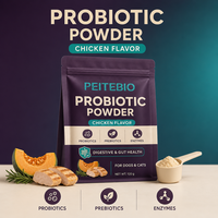 Poudre probiotique PEITEBIO pour chiens et chats avec probiotiques, prébiotiques et enzymes, saveur poulet, soutien digestif, 120g