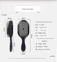 Brosse à Cheveux Magique Noire Personnalisée, Meilleure Vente, avec Manche Carré en Plastique, Palettes pour Extensions de Cheveux et Fonction d'Aération de Salon