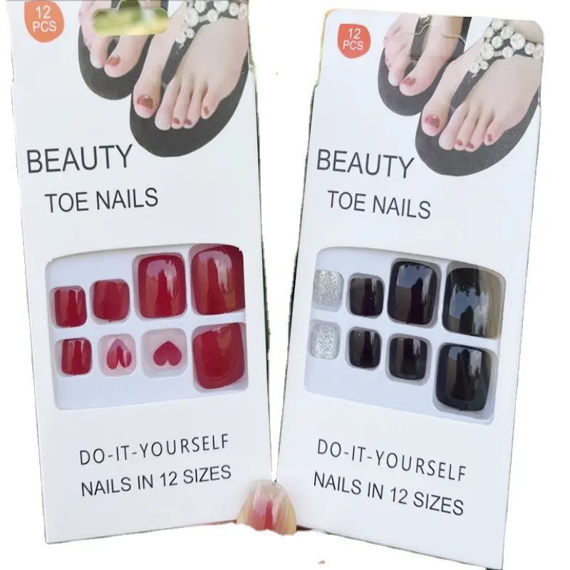 RTS Mixed Design Different Shape Color False Toe Nail Mixed Colors Design Women Decoration False Nails For Foot Art