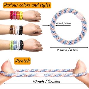 Wholesale Bulk Custom Hair Accessories Colorful Woven Rope Elastic Rubber Hair Band Bead Twist Braid Hair Ties for Women Girl - Product Image 3