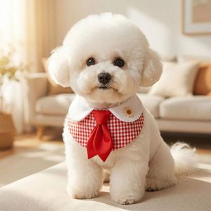 Cross-border plaid drool bibs for small dogs and cats, dog bibs, pet <b>neck</b> <b>warmers</b>, multiple colors available for Christmas. - Product Image 4