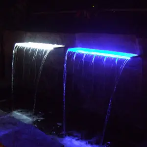 Hersteller OEM RGB Farbe Wand montage Wasser Wasserfall Edelstahl Acryl klinge Schwimmbad Brunnen Wasserfall Mit LED
