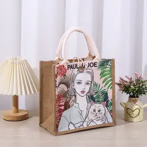 맞춤형 면 에코 캔버스 토트 백 면 포장 선물 프로모션 재사용 가능한 쇼핑백 로고가있는 황마 가방