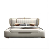 Lit double en cuir italien moderne pour chambre principale, style simple et minimaliste, vente en gros d'usine