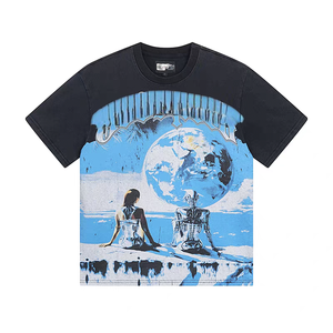 Vente chaude unisexe nom <span class=keywords><strong>de</strong></span> <span class=keywords><strong>marque</strong></span> hommes ample décontracté Vintage grande taille couverture en coton 100% <span class=keywords><strong>T</strong></span>-shirts tricotés - Product Image 4