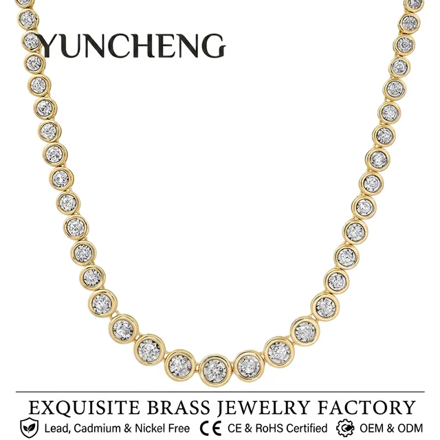YUNCHENG ODM Jewelry Manufacturer Bezel Setting White Cubic Zircon Women Tennis Necklace Fashion Jewelry