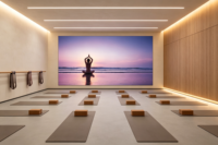 Papier peint mural 3D personnalisé avec vue sur la plage au coucher du soleil pour studio de yoga, spa, salle de méditation, décoration murale