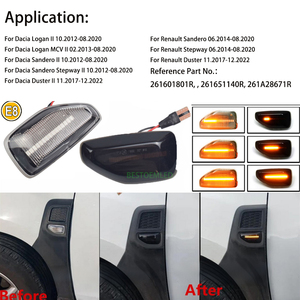 2 Indicatori di Direzione Dinamici per Dacia Logan 2, <span class=keywords><strong>Sandero</strong></span> 2, Duster, Renault <span class=keywords><strong>Stepway</strong></span>, Lampada Laterale Sequenziale - Product Image 6