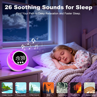 Réveil de Chevet Intelligent Innovant 7 Couleurs avec Machine à Bruit Blanc Portable et Fonction Apaisante, Rechargeable par USB pour Chambre à Coucher