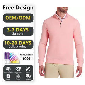 Logo personnalisé pour hommes à manches longues 1/4 Sweat-shirt zippé brodé Protection solaire UPF 50 Athletic Pink Golf Pullover - Product Image 1