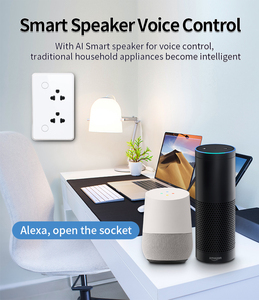 Pour Tuya Smart WiFi US Standard 16A double prise de courant prise murale cadre en aluminium panneau de verre trempé interrupteur électrique tactile <span class=keywords><strong>Zi</strong></span> - Product Image 6