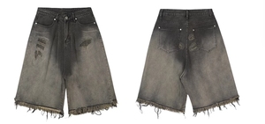 Mùa Hè Số Lượng Cao Đường Phố Retro Rửa Đau Khổ Denim <span class=keywords><strong>Jans</strong></span> Quần Short Quần Lỏng Cho Nam Giới Quá Khổ - Product Image 3