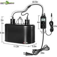 Lampe à double dôme profond REPTIZOO avec logo OEM, thermostat PID à variation d'intensité, minuterie, en aluminium noir pour reptiles et lézards, 150W