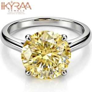 แหวนมอสซาไนต์สีเหลือง 2 กะรัต สไตล์วินเทจสำหรับผู้หญิง ทองคำแท้ 18K 14K 10K เงินแท้ 925 ประดับเพชรแบบหนามเตย สำหรับงานหมั้น งานแต่งงาน และงานเลี้ยง - Product Image 1