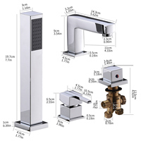 Whirlpool Bain Douche Mitigeur Baignoire Robinet Pakistan Spa 4 Trous Salle de Bain Chrome Moderne Contemporain Céramique Poli FLG