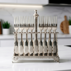 Ensemble de 9 fourchettes classiques en acier inoxydable, finition miroir, compatibles lave-vaisselle, pour mariage, couverts de service - Product Image 1