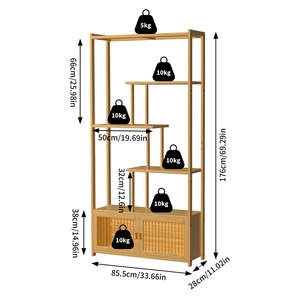 Freestanding industrial bamboo indoor four-tier bookshelf/storage rack for living room and <b>bedroom</b> - Product Image 2