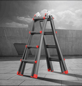 Sơn gấp màu đen Thang nhôm di động đa năng nhôm có thể gập lại - Product Image 2