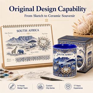 Tasses en céramique souvenirs touristiques d'Afrique du <span class=keywords><strong>Sud</strong></span>, motif floral, montagne, faune, pour café, lait, mug, personnalisation OEM ODM, vente en gros - Product Image 4