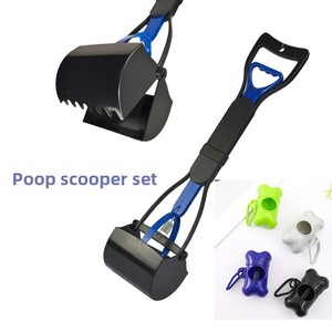 Ensemble de ramasse-crottes pour chiens et chats avec pince à long manche et boîte de rangement pour sacs poubelles - Product Image 1