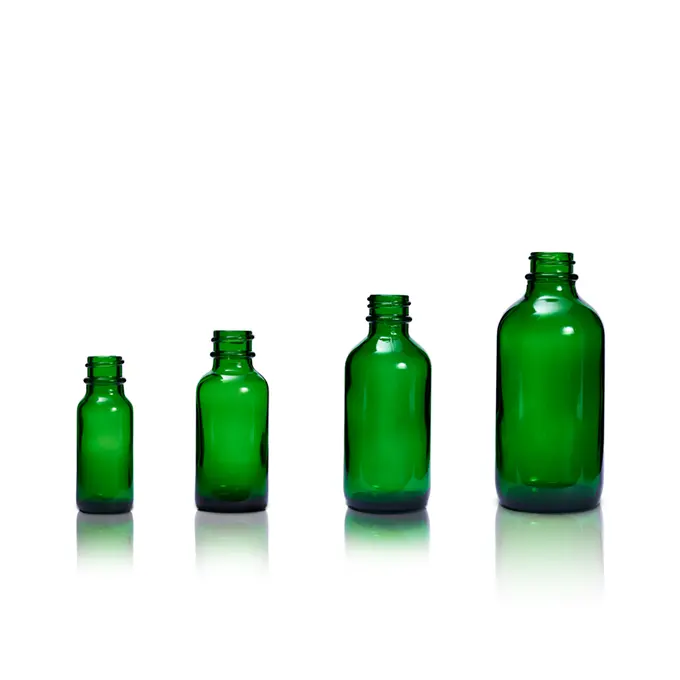 Embalaje Advantrio Botellas de vidrio redondas Boston verde de 1oz