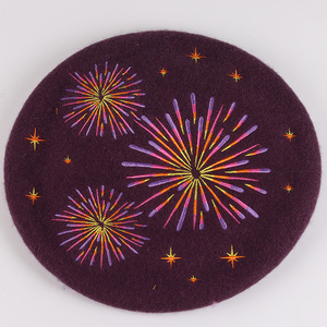 Borete Boina brodé de laine pour femmes avec logo personnalisé mode ludique mignon <span class=keywords><strong>petit</strong></span> diable <span class=keywords><strong>béret</strong></span> violet - Product Image 6