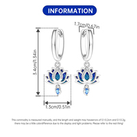 Boucles d'oreilles pendantes en émail bleu pailleté en forme de fleur de lotus avec pierres en zircon, bijoux tendance pour femmes, plaqué argent, alliage de cuivre, cadeau de mariage
