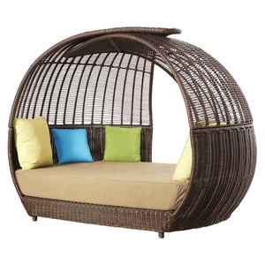 Chaise longue <span class=keywords><strong>de</strong></span> luxe en <span class=keywords><strong>aluminium</strong></span> et osier Saside pour hôtel, mobilier d'extérieur pour villa, <span class=keywords><strong>jardin</strong></span>, plage, <span class=keywords><strong>lit</strong></span> en rotin style nid d'oiseau sauvage - Product Image 2