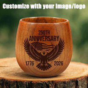 Mug en bois personnalisé pour vin/café, cadeau du 250e anniversaire des États-Unis, gravé au laser, tasse à bière pour fête |   Cadeau du Jour de l'Indépendance - Product Image 4