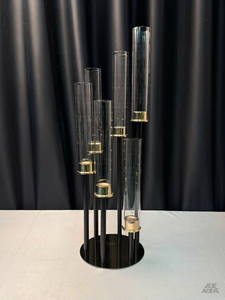 Chandelier en métal noir à 9 bras pour décoration de table de mariage, accessoire de mariage - Product Image 6