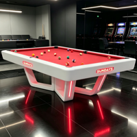 Table de billard commerciale moderne avec éclairage LED personnalisé, tissu violet, structure solide et stable pour club - Vente en gros usine