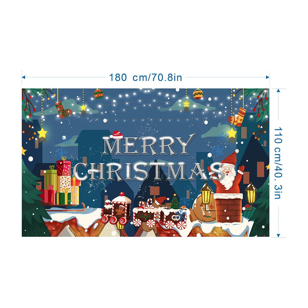 2023 New Christmas Background Fabric merry christmas banners Santa Claus Style in Chimney