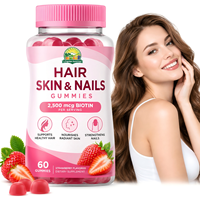 Gummies Cheveux Peau Ongles OEM 2500mcg Biotine Collagène Kératine Fraise Vitamine C E Vrac Marque Privée