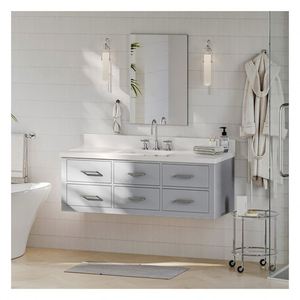 Mueble de Baño Flotante de Estilo Moderno con Acabado Blanco Simple, Mueble de Baño de Madera Contrachapada Impermeable - Product Image 1