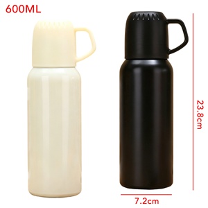 Botella de Agua Aislada al Vacío de Acero Inoxidable de 600 ml con Tapa de Vaso, Termo Hermético para Acampar, Hacer Picnic, Senderismo y Uso al Aire Libre - Product Image 6