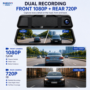 กล้องติดรถยนต์แบบกระจกมองหลังอัจฉริยะ ขนาด 10 นิ้ว IPS 2.5D กระจกสีขาว หน้าจอ 1080P 720P รองรับการแบ่งหน้าจอ กล้องคู่ บันทึกวิดีโอ - Product Image 3