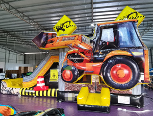 Structure gonflable à thème excavateur, combo humide/sec <span class=keywords><strong>avec</strong></span> toboggan et <span class=keywords><strong>piscine</strong></span> pour locations de fêtes en extérieur - Product Image 3