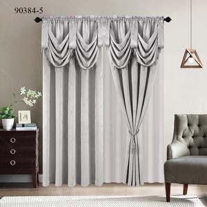 Tende Classiche in Jacquard Floreale con Mantovana e Tasca per Asta, Doppio Strato per Soggiorno, Include Nappe Decorative - Product Image 4