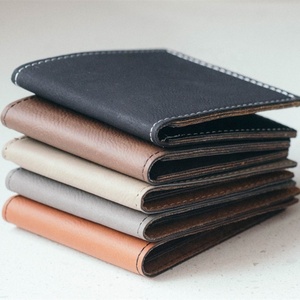 Custom Men's Short Brown Full Grain Leather Bifold Card <b>Wallet</b> <b>RFID</b> Feature Crazy Horse Matte Leather with Credit Holder - Product Image 1