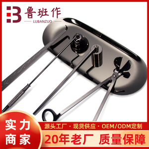 <b>Candle</b> Extinguisher Tool <b>Set</b> 5 Piece Stainless Steel Smokeless Wick Trimmer Hook Oval Gun Black Hand Tools - Product Image 5